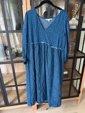 The Nines by HATCH Maternity Midi Dress Floral  royal navy ditsy smock ruffle